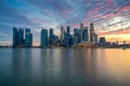 Singapore,Singapore Ã¢â¬â August 2016 : Aerial view of Singapore city skyline in sunrise or sunset at Marina Bay, Singapore Royalty Free Stock Photo